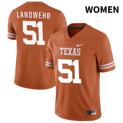 Texas Longhorns Women's #51 Marshall Landwehr Authentic Orange NIL 2022 College Football Jersey AUF63P7R